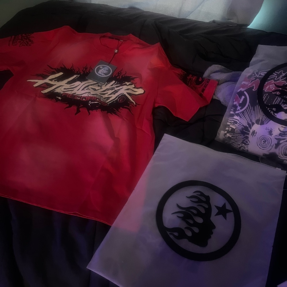 Red hellstar Graphic Tee with Bold Flame Logo